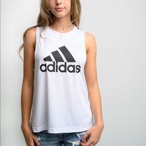 ADIDAS White Workout Tank Top with Logo